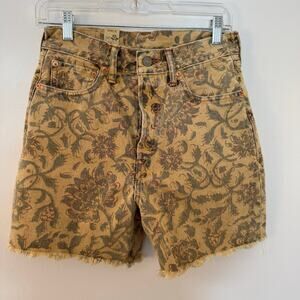 NWT RRL Double RL Floral Print Denim Shorts 26 High Rise Cutoff Raw Hem Cotton
